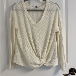 Anthropologie White Knot Sweater